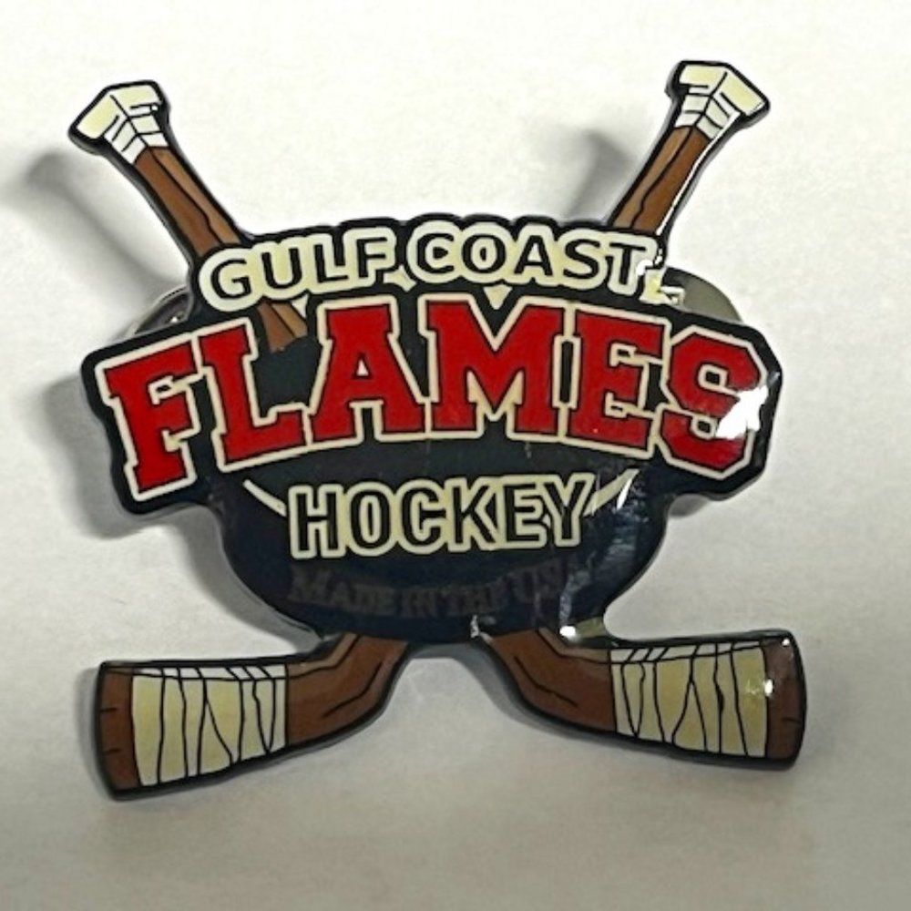 *NEW Gulf Coast Flames Youth Hockey USA Lapel Hat Tack Pin 1.5"